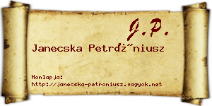 Janecska Petróniusz névjegykártya